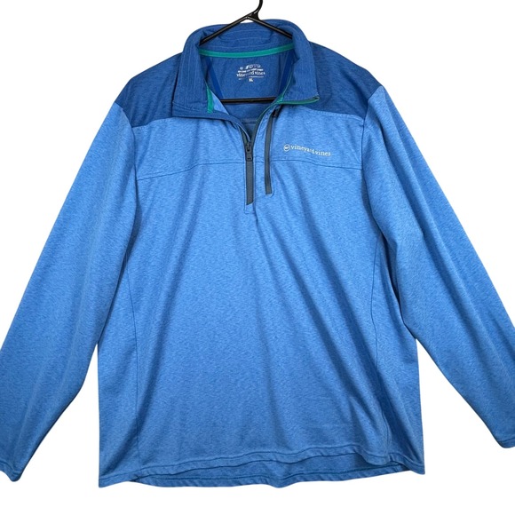 Vineyard Vines O-T-G Quarter Zip Pullover Shep Shirt Men's XL Blue Performance - Picture 1 of 9